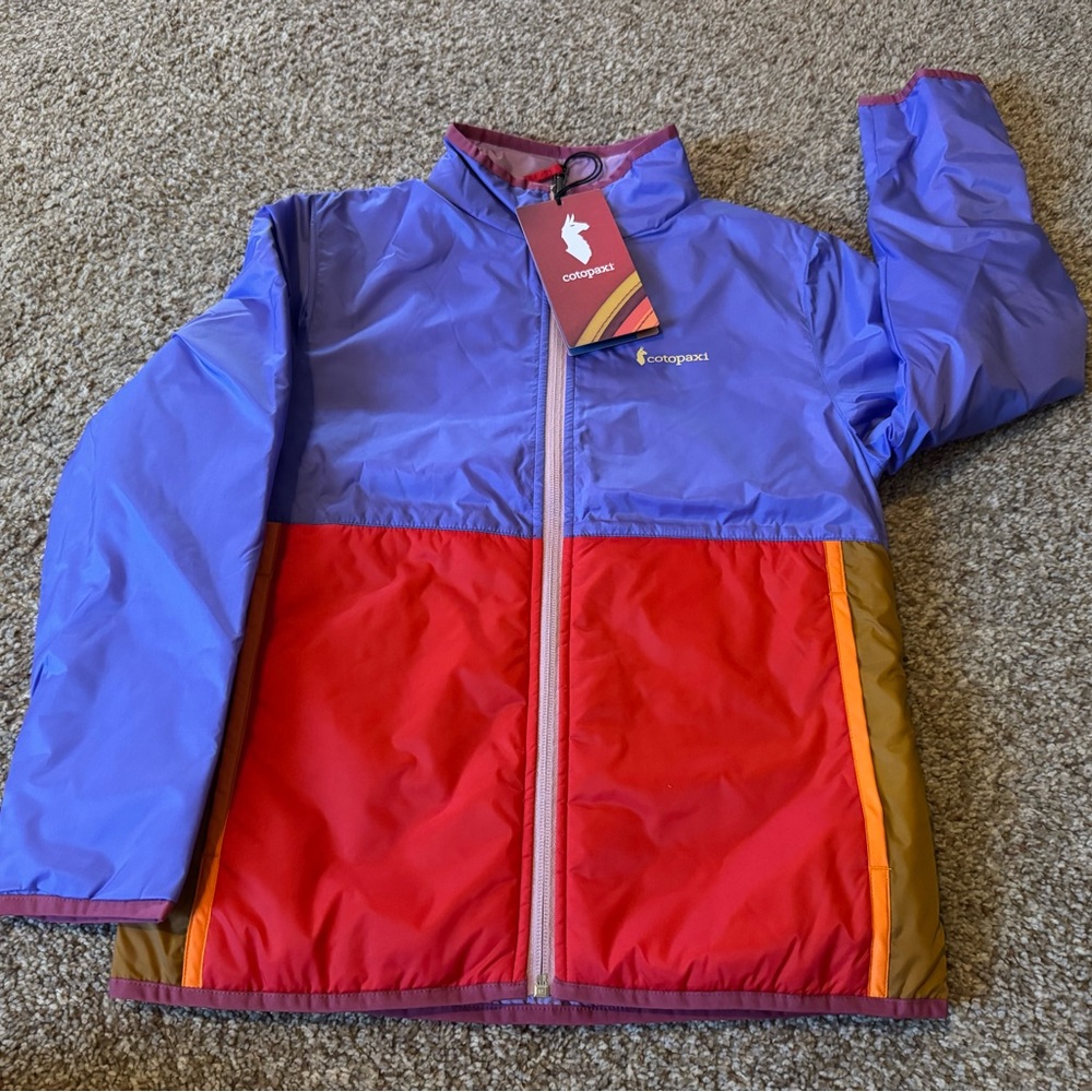 Cotopaxi Kids Puffer Jacket - Red, Purple, and Gold